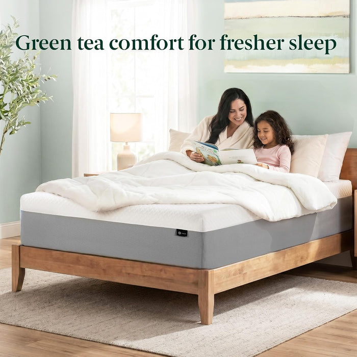 12 Inch Queen Green Tea Essential Memory Foam Mattress, Medium Feel