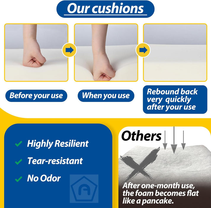 Outdoor Deep Seat Cushions, Foam Pillow, Waterproof, Fade-Resistant Patio Furniture Replacement Cushions, 24" X 24" X 5", Set of 4, Rust