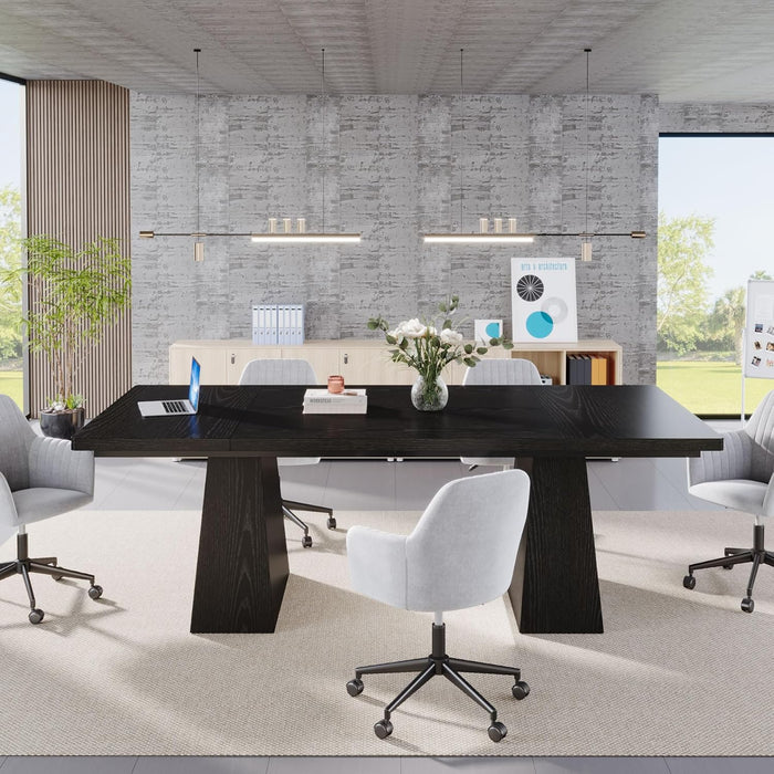 63-Inch Black Dining Table for 4-6, Modern Kitchen Table with Sturdy Tapered Wood Legs, Rectangular Dinner Table with Large Tabletop for Dining Room, Kitchen, Living Room,Black