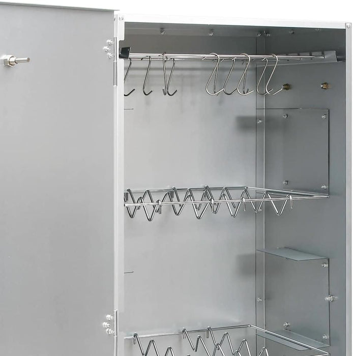 BBQ Oven Smoker with Wood Chips, Outdoor Grill, Smoking Oven for Kitchen Garden Patio, Barbeque, Food Prep Table, Galvanized Steel