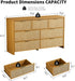 Rattan 7 Drawer Dresser for Bedroom,55" Wide,Natural Oak,Modern Chest of Drawers with 7 Large Storage Space and Curved Edge Design, 7 Drawer Large Dresser for Bedroom