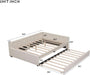 Queen Linen Upholstered Platform USB Ports and Twin Size Trundle,Modern Wooden Bed Frame W/Wood Slats Support,No Box Spring Required,For Dormitory,Apartment,Beige
