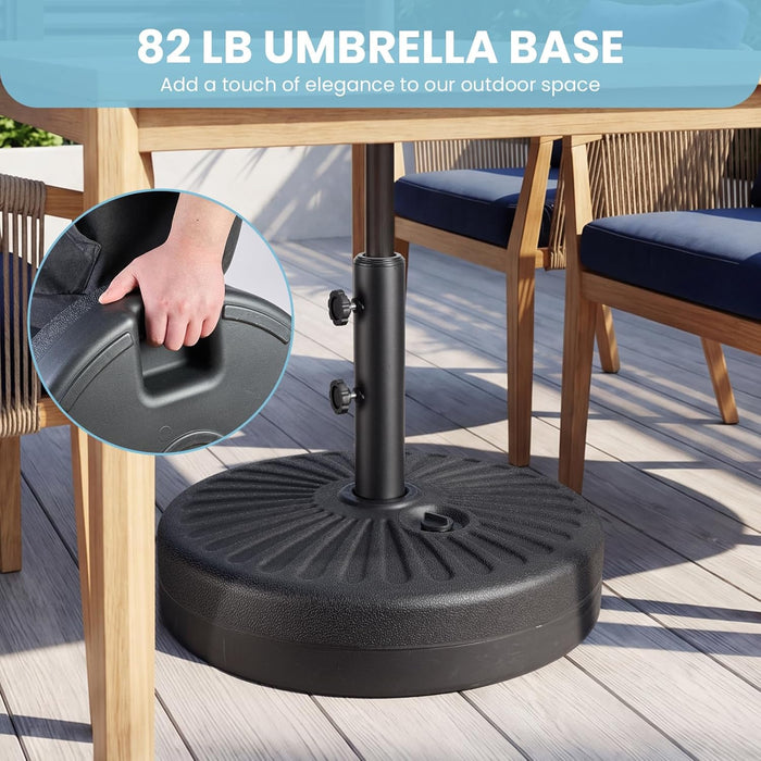 9FT Outdoor Patio Umbrella with Easy Crank - UV Resistant & Waterproof Market Umbrella with Ventilated Canopy, 8 Sturdy Ribs & Powder-Coated Frame for Garden, Deck, Backyard, Pool, Patio Table