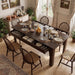 Farmhouse Dining Table for 6-8 People, 68.9" Rustic Kitchen Table with 6 Drawers, Long Rectangle Dinner Table with Wood Grain for Dining Room, Brown