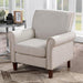 Upholstered Living Room Chair - Large Comfy Fabric Accent Chair Single Sofa with Cushion, Rolled Armrest & Nailhead Trim, Mid Century Farmhouse Armchair for Bedroom, Office, Beige