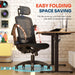 Ergonomic Office Chair, High Back Home Desk Chair with 2D Flip-Up Arms, 3D Headrest, 90-120° Tilt and Wide Cushion, Big and Tall Mesh Chairs for Man Woman, Computer Task Chair Dark Wood Grain