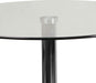 Hills 31.5'' round Glass Dining Table with 29''H Chrome Base, Decorative Narrow round Tempered Glass Cocktail Table, Clear/Silver