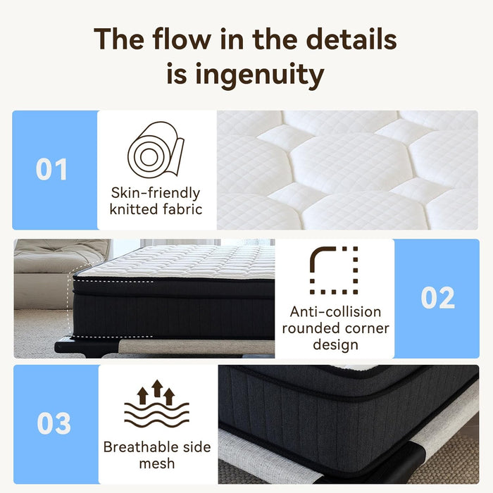 CertiPUR-US Certified 10 Inch Queen Hybrid Memory Foam Mattress