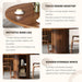 47 Inch round Dining Table for 4-6, Circle Farmhouse Kitchen Table with Storage Space, Wood Strip Base for Dining Room, Living Room, Lunch (Dark Brown)