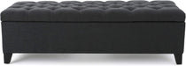 Ottilie Fabric Storage Ottoman, Dark Grey Dimensions: 17.50”D X 51.00”W X 17.00”H