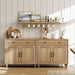 Farmhouse TV Stand for 75 Inch TV with 4 Doors and 2 Drawers, Wood Universal TV Stand with Storage Cabinets, Oak Entertainment Center TV Console Table for Living Room, Bedroom