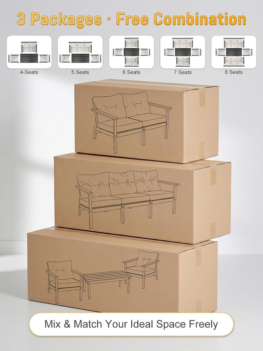 7 Seats HDPE Patio Conversation Sets, Outdoor Patio Furniture Set