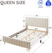 Queen Size Elton Velvet Platform Bed, Upholstered Bed Frame with Vertical Channel Tufted Headboard Footboard, Strong Wood Slats, No Box Spring Needed, Ivory (Queen)