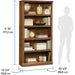 Miscellaneous Storage 5 Split Bookcase/Book Shelf, L: 35.28" X W: 13.23" X H: 69.76", Oiled Oak Finish