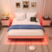 Floating Bed Frame Queen Size with Smart LED Lights & Charging Station