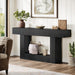 63" Console Table, Farmhouse 2-Tier Entryway Table with U-Shaped Base, Narrow Long Wood Sofa Table behind Couch Table for Living Room, Hallway, Foyer, Black