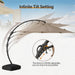 Outdoor Patio Umbrella with Base Included, 12 FT Deluxe Curvy Cantilever Umbrella Heavy Duty Offset Hanging Umbrella with 360° Rotation for Market, Pool, Garden, Backyard, Deck (Beige)