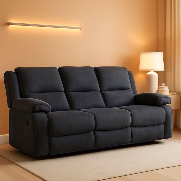 Draycoll Contemporary Manual Pull Tab Reclining Sofa, Dark Gray