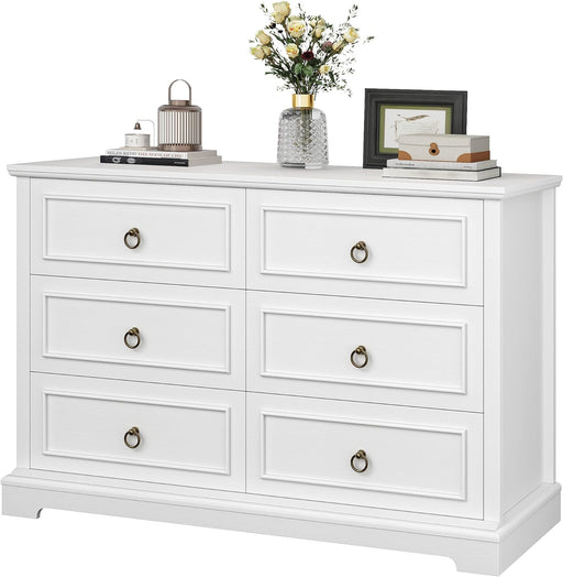 White 6-Drawer Dresser for Bedroom