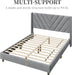 Queen Bed Frame Upholstered Platform Bed with Wing Side/Wooden Slat Support/Tufted Headboard with Wing Side/Mattress Foundation/No Box Spring Needed,Light Gray Queen Bed