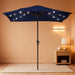 8X10 Ft Rectangular LED Lighted Patio Umbrellas Outdoor Solar Table Market Umbrella W/Crank, 8 Sturdy Ribs, UV Protection Waterproof Sunproof(Dark Blue)