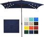 8X10 Ft Rectangular LED Lighted Patio Umbrellas Outdoor Solar Table Market Umbrella W/Crank, 8 Sturdy Ribs, UV Protection Waterproof Sunproof(Dark Blue)