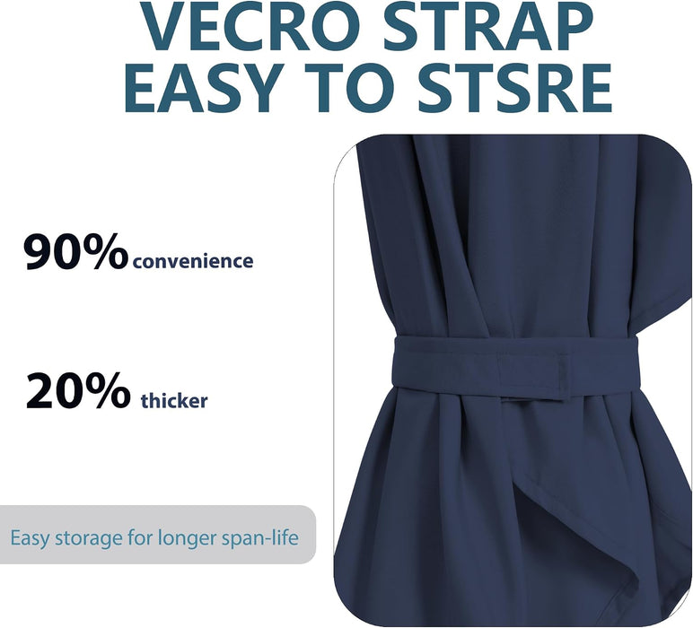 6.5 Rectangular Patio Umbrella Outdoor Deck Umbrella Rectangle Navy | 6 Ribs Frame Rush-Button Tilt Easy Crank. UPF50+ Waterproof Canopy. Works with Outdoor Table, Backyard, Pool.