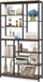 79 Inches Tall Bookshelf Bookcase, 8-Tier Staggered Bookcase, Modern Freestanding Open Book Shelves, Wide Wood Etagere Shelving Unit Display Shelf for Living Room