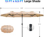 13FT Outdoor Umbrella for Patio, Double Sided Pool Umbrellas with Fade Resistant Canopy, Large Table Umbrella for Deck, Market, Backyard - Beige(No Base)