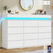 12 Drawer Dresser for Bedroom, 70" Wide 44" Tall Dresser with LED Light & Charging Station, Modern Chest of Drawers for Closet, Living Room, Entryway, Hallway (White, 12 Drawers)