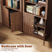 Book Shelf and Bookcases with Doors Floor Standing 6 Shelf Display Storage Shelves, 70.8" Tall Bookcase for Home Office, Living Room, Mid-Century Modern, Walnut Brown