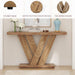 51 Inch Console Table, Modern V-Shaped Entryway Table, Wood Sofa Table behind the Couch for Living Room, Hallway, Entrance, Foyer, Easy Assembly, Brown