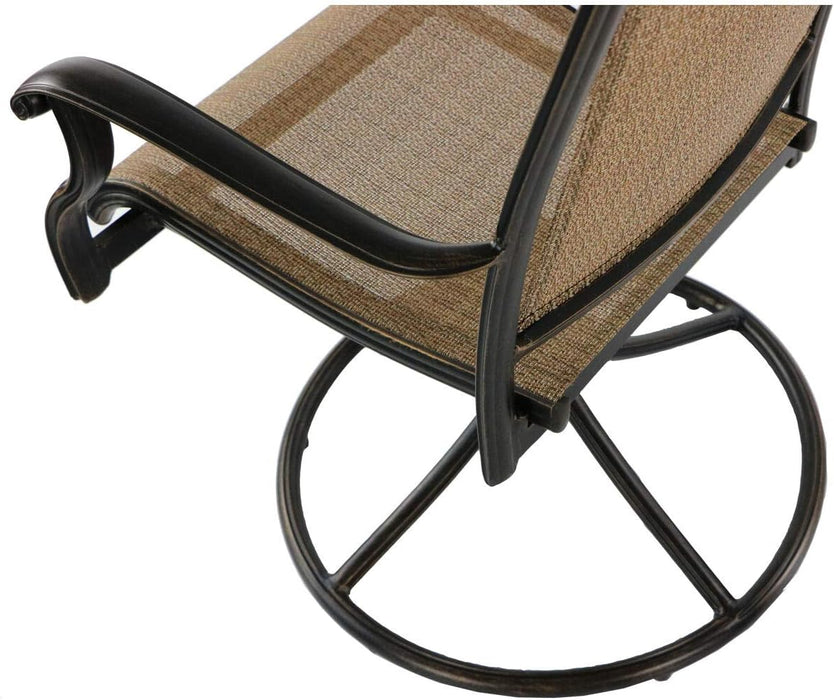 Fontana 9-Piece Outdoor Dining Set, Rust-Resistant Aluminum Outdoor Patio Dining Set for 8 with Swivel Rockers and 60" Square Cast-Top Patio Table, Perfect for Backyard, Patio, Deck, and Porch