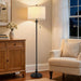 Black Floor Lamp, 60" Standing Lamp with Fabric Lampshade