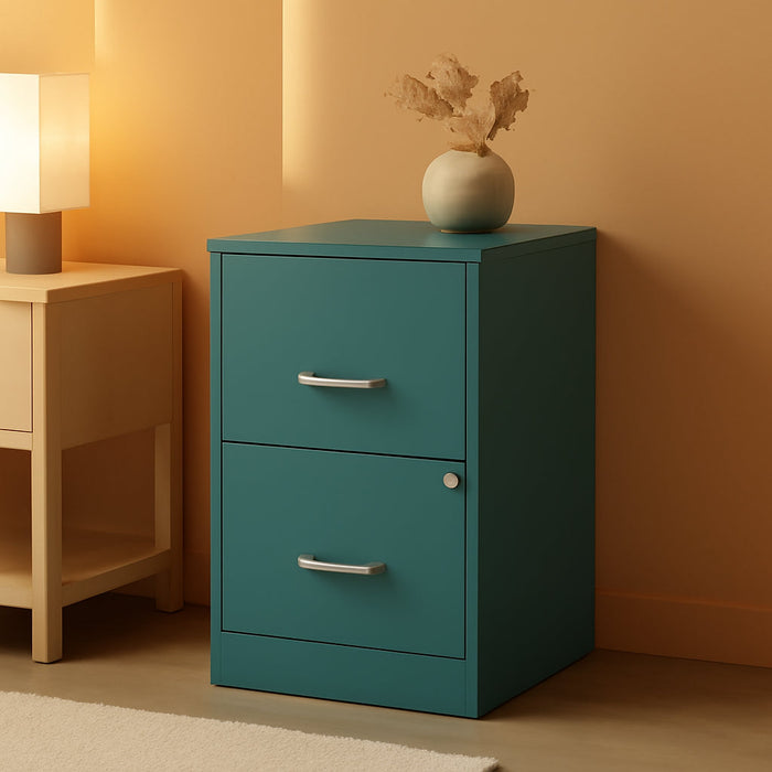 2-Drawer File Cabinet, 14.2" X 18" X 24.5", Teal