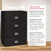 Fireproof Lateral File Cabinet (4 Drawers, Impact Resistant, Water Resistant), 38" W X 22" D, Black, Made in USA
