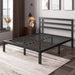 Full Size Metal Bed Frame with Headboard, Metal Slats, Black
