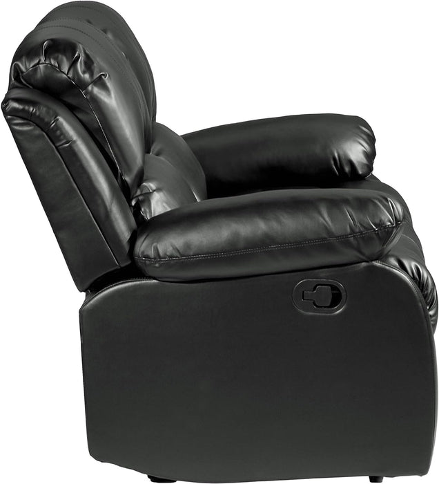 Manual Recliner Loveseat - Black Faux Leather