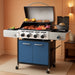 4-Burner Gas BBQ Grill with Side Burner and Porcelain-Enameled Cast Iron Grates, 42,000BTU Propane Grills Outdoor Cooking Barbecue Cabinet Style, Blue