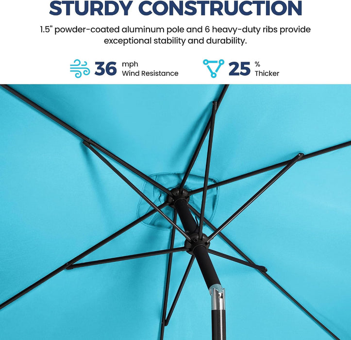 6.5' X 10' Patio Umbrella, Rectangular Patio Umbrella, Metal Pole Square Outdoor Umbrella with Crank and Push Button Tilt, Large Outdoor Umbrella with Polyester Canopy