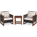 3 Pieces Acacia Wood Patio Furniture Set with Coffee Table