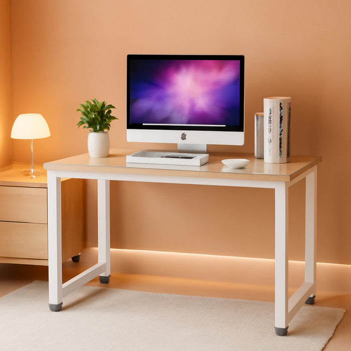 Computer Desk, 47 Inch Modern Simple Office Desk Computer Table Study Writing Desk for Home Office, Light Walnut