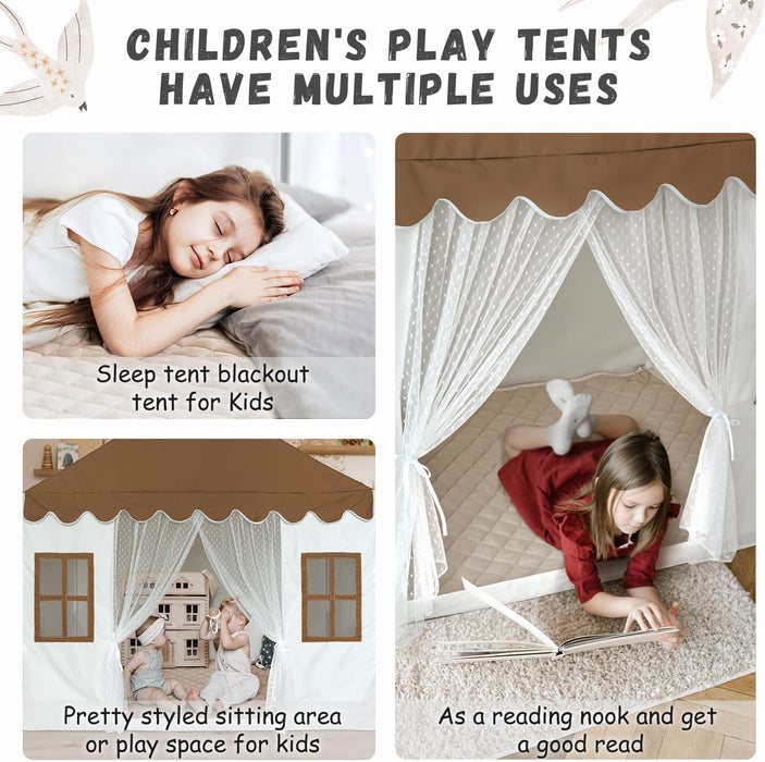 Kids Tent with Mat, Kid Play Tent for Toddlers, Indoor Playhouse Princess Toddler Tents for Girls Boys, Large Bed Tents, House Toys for Boy Girl Birthday, 57" L X 35.5" W X 53" H