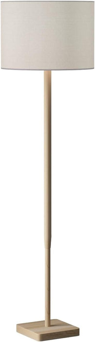 Floor Lamp with Natural Rubberwood Base and White Linen Lampshade – 3-Way Adjustable Brightness, Lamp for Bedroom, Living Room, and House Décor, 58.5” X 16”
