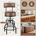 22-29 Inch Adjustable Height Swivel Bar Stools with Back Set of 2 | Vintage Bar Counter Height Stool with Thicken Premium Bonded Leather Seat & Sturdy Padded Backrest, Easy Assembly, Brown