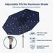9FT Solar Umbrella 32 LED Lighted Patio Umbrella Table Market Umbrella W/Tilt and Crank, Uv-Resistant Outdoor Umbrella for Pool, Garden, Deck, Navy Blue