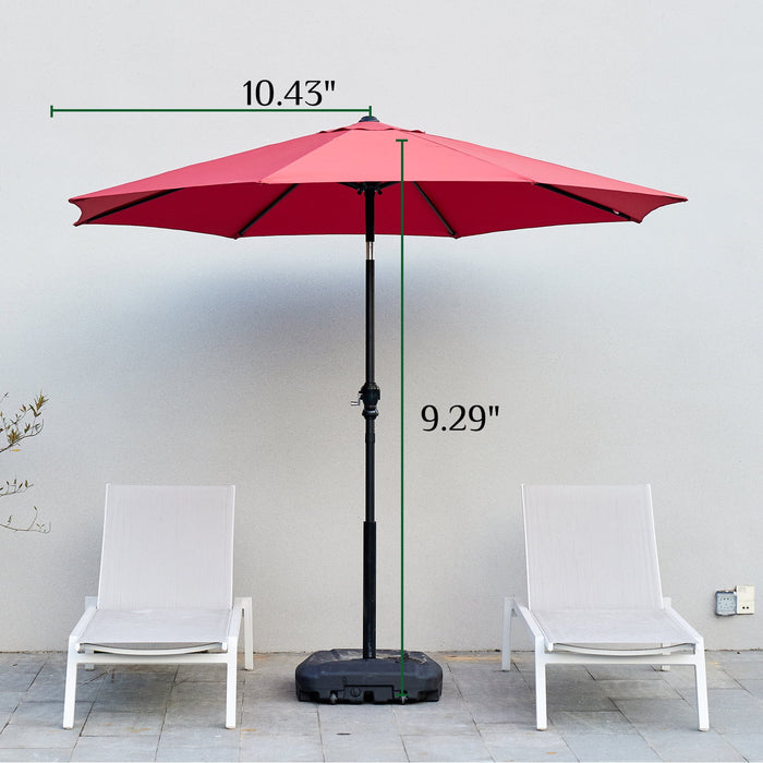 9-FT Outdoor Patio Umbrella with Push Button Tilt and Crank, Patio Table Market Umbrella with 8 Sturdy Ribs UV Protection Waterproof for Garden, Deck, Backyard, Pool, Red