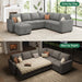 Modular Sectional Sleeper Sofa U-Shaped, Warm Grey