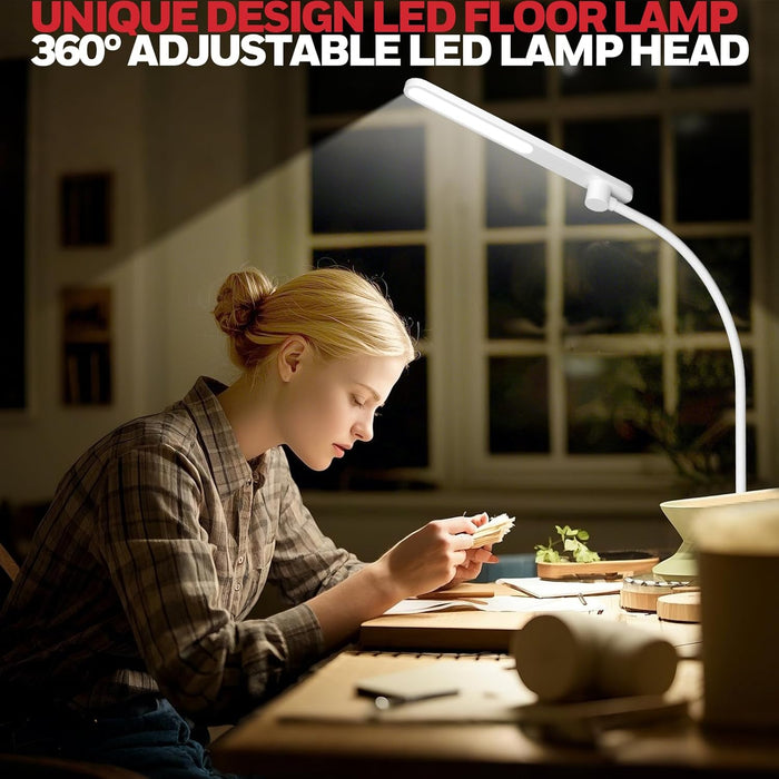 LED Floor Lamp Reading Light Gooseneck SeventySevenPointFiveInchesTall