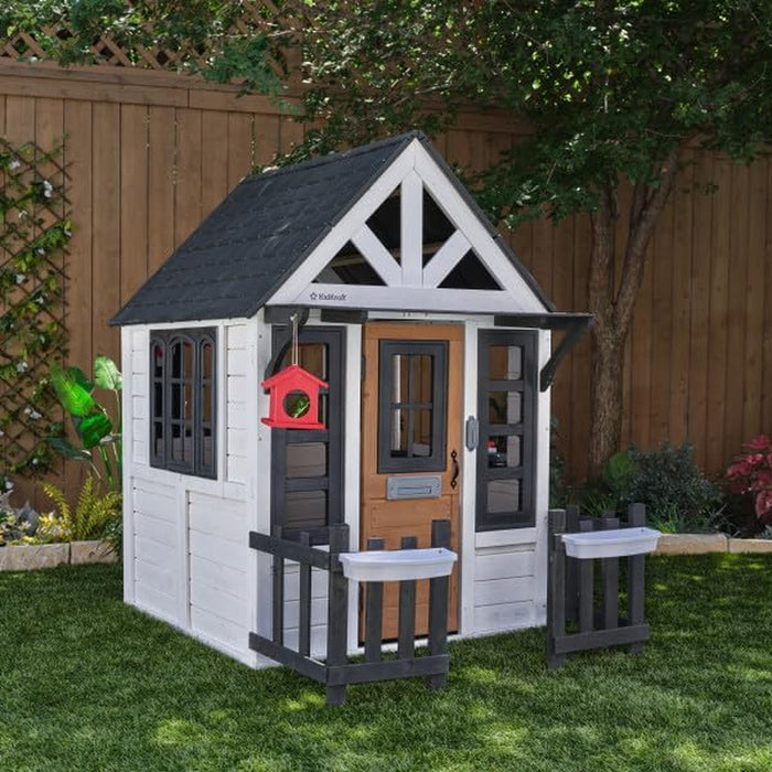 Riverscape Wooden Playhouse with Working Doorbell, Fence, Kitchen and Pet Door